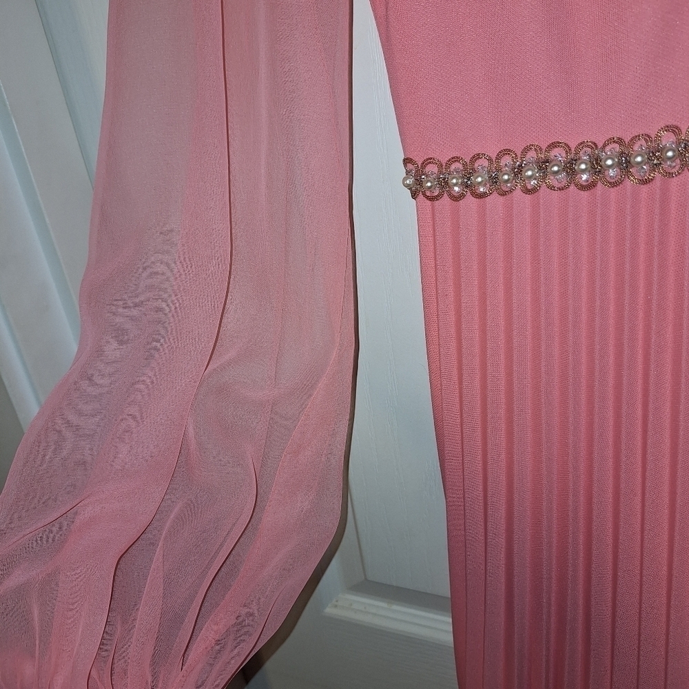 Vintage Retro Pink Peach Maxi Dress - Picture 3 of 10